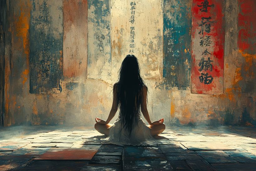 Spirituelle Malerei Asien meditierende Frau von Egon Zitter