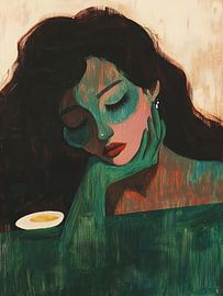 Halt mich, Porträt einer Frau, die von einer Hand gestützt wird.