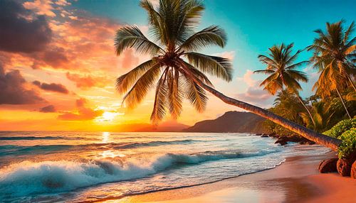 Droomstrand met palmbomen