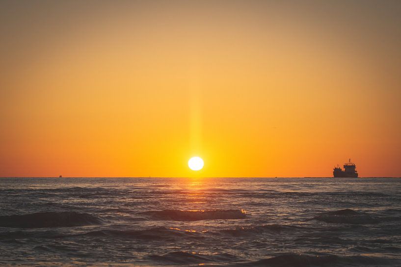 Sunset at Paal 9 on Texel by Marjolijn Barten