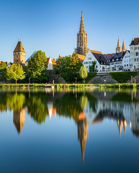 Panorama of the city of Ulm in spring, with river Danube and Ulm Cathedral by Daniel Pahmeier