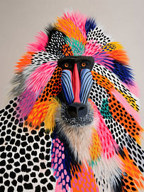Mandrill with Colourful Coat and Blue Snout by Studio Ypie