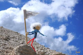 Fubby Marionette auf dem Weg nach oben.