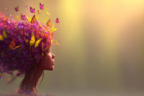 vrouw met bloemen portret