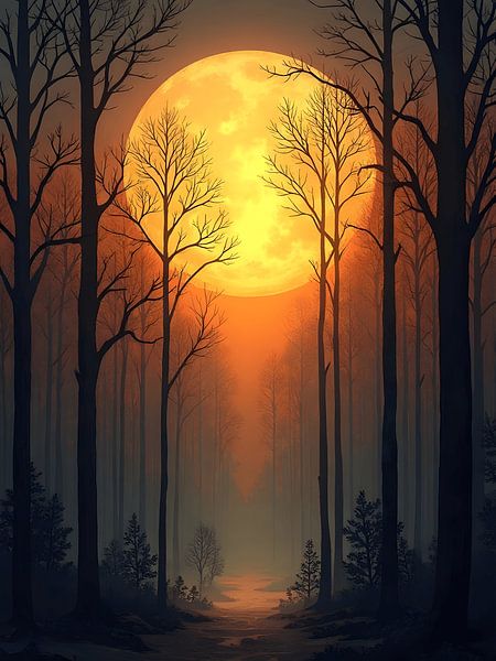 Sentier forestier au clair de lune par Artistic