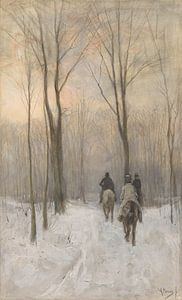 Ruiters in de sneeuw in het Haagse Bos, Anton Mauve