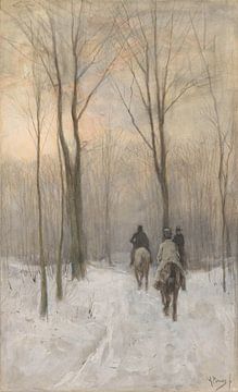 Riders in the snow in the Haagse Bos, Anton Mauve