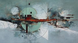 Lobby kunst | Mint Cirkel Rode Horizon van Blikvanger Schilderijen