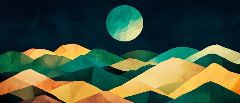 Abstract mountain landscape at night by Poster Art Shop