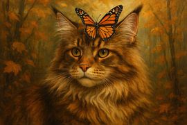 Maine Coon with autumn butterfly by Imperial Art House