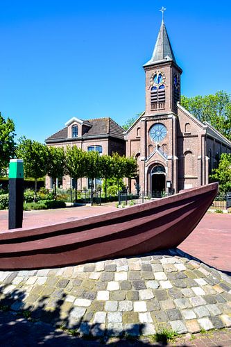 The boat and the church.