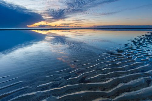 Zonsondergang met ribbels, strand Ameland