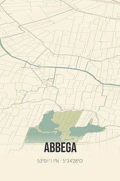 Carte ancienne d'Abbega (Fryslan) sur Rezona