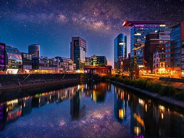 Stars over Düsseldorf at night by Mustafa Kurnaz