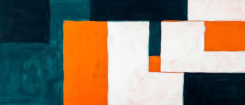 Abstrakte Farbkomposition in Orange und Weiß von Poster Art Shop