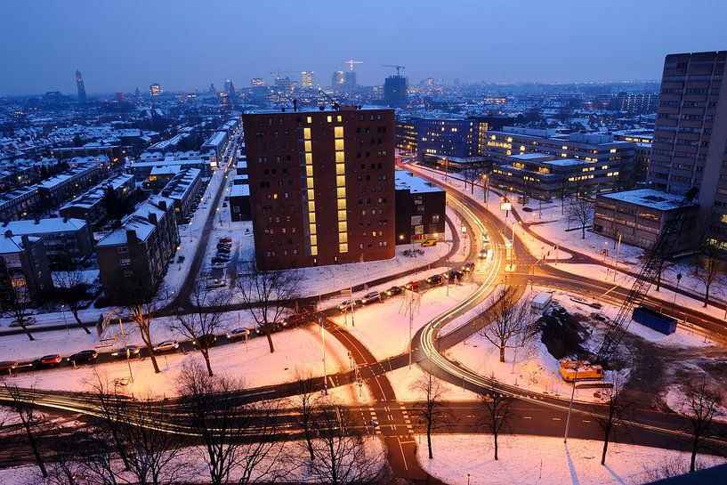 Blick über einen Teil der Staatsliedenbuurt in Utrecht von Donker Utrecht