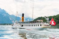 Steam boat La Suisse sailing on Leman lake (Switzerland). by Carlos Charlez thumbnail