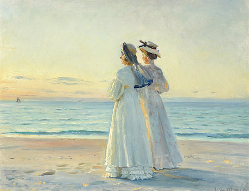 Michael Ancher – Marie Dinesen und Anna Bitch am Strand von Skagen, 1908