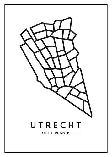 Utrecht von oben - abstrakte Linien mit Charakter von Muurmap - Jouw Favorite stad of wijk aan de muur