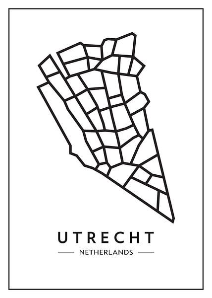 Utrecht from above - abstract lines with character by Muurmap - Jouw Favorite stad of wijk aan de muur