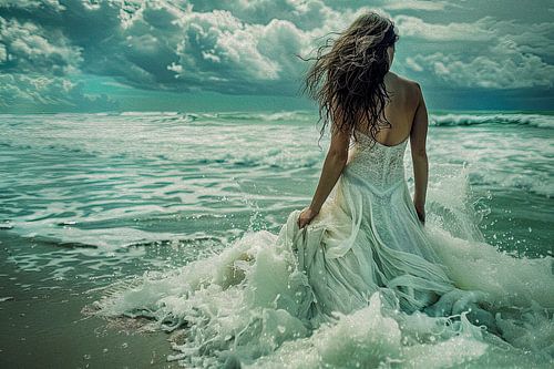 bruid in de branding