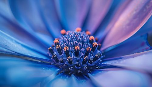 Blauw-paarse bloem macrofotografie panorama