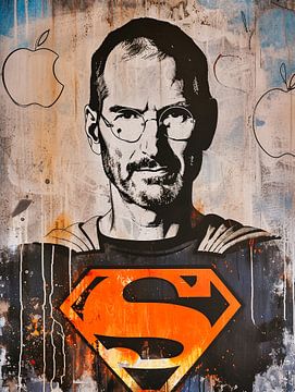 Steve Jobs - De Apple Superman | Street Art van Frank Daske | Foto & Design
