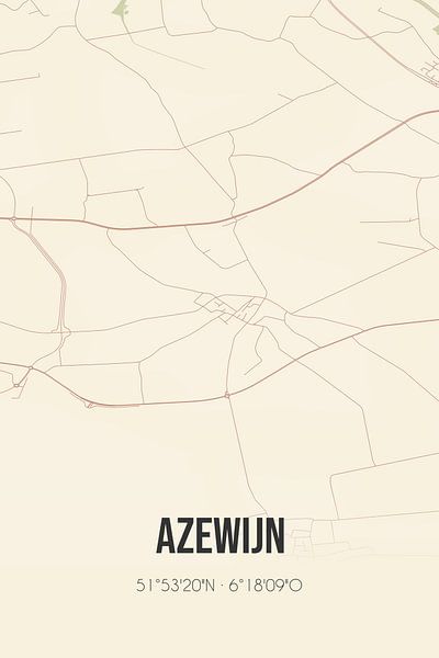 Vintage map of Azewijn (Gelderland) by Prints of Place