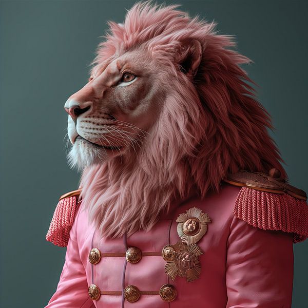 Pink Army Lion by Rene Ladenius Digital Art