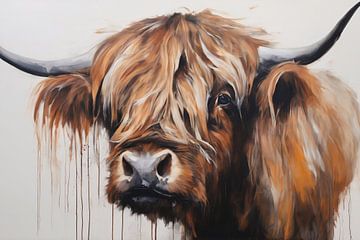 Intense Gaze Highland Bull in Art by De Muurdecoratie
