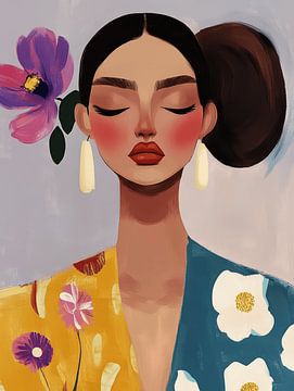 Kleurrijk modern portret van Carla Van Iersel