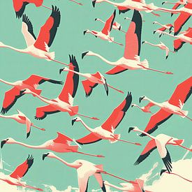 Retro Flamingo Illustration von Lauren Wilde