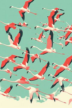 Retro Flamingo Illustration von Lauren Wilde