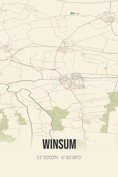 Vintage map of Winsum (Groningen) by Rezona
