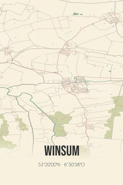 Alte Karte von Winsum (Groningen) von Ortsdrucke