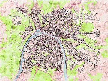 Kaart van Rouen in de stijl 'Soothing Spring' van Maporia