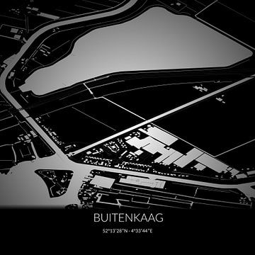 Carte en noir et blanc de Buitenkaag, Hollande septentrionale. sur Rezona