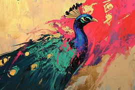 Tuin Moderne Pauw in Kleuren van Abstract Schilderij