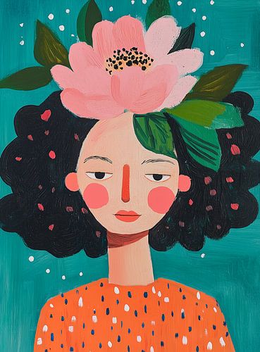 Femme avec couronne de fleurs