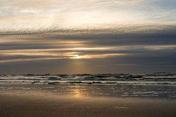 Zonsondergang Noordzeekust Kust Nederland Blauw Kalm 3x2 van Martijn Jebbink Fotografie