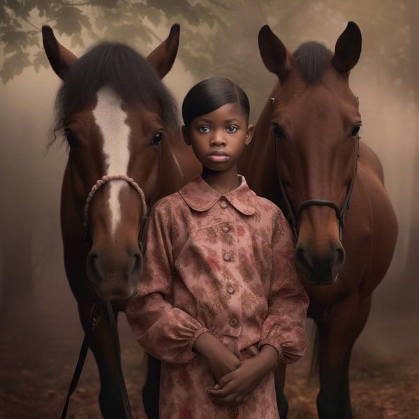 Fine art portrait &quot;Me and my horses&quot; by Carla Van Iersel
