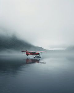 Rotes Flugzeugidyll im Herbst