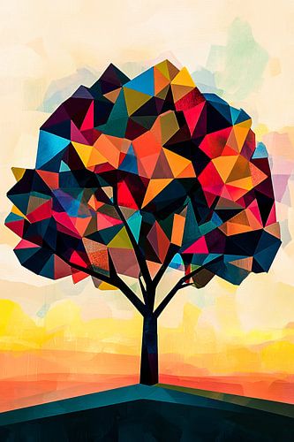 Kleurrijke geometrische boomkunst