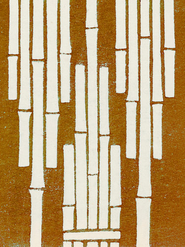Vintage Japanese print: Minimalist bamboo pattern in terracotta