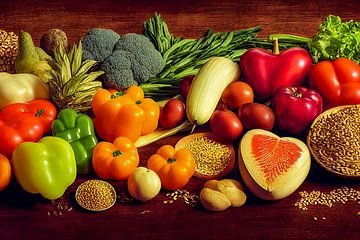 Obst und Gemüse Illustration Hintergrund von Animaflora PicsStock