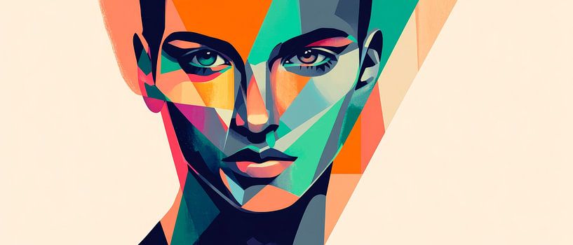 Kunstvolle Porträtanalyse in Farben von Poster Art Shop