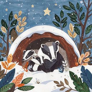 Blaireaux en hiver Creux dans la neige
