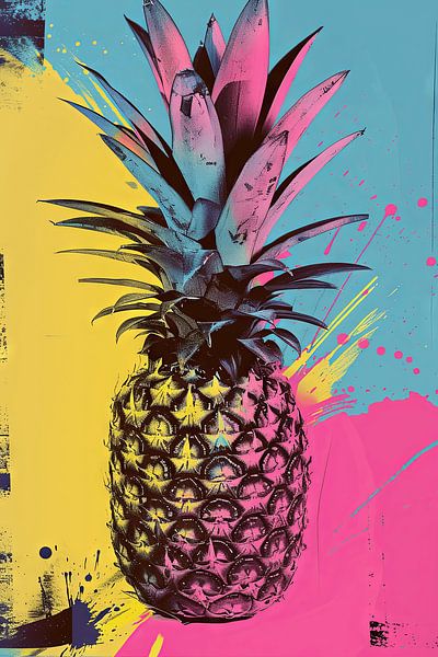 Colourful pineapple pop art print by Poster Art Shop
