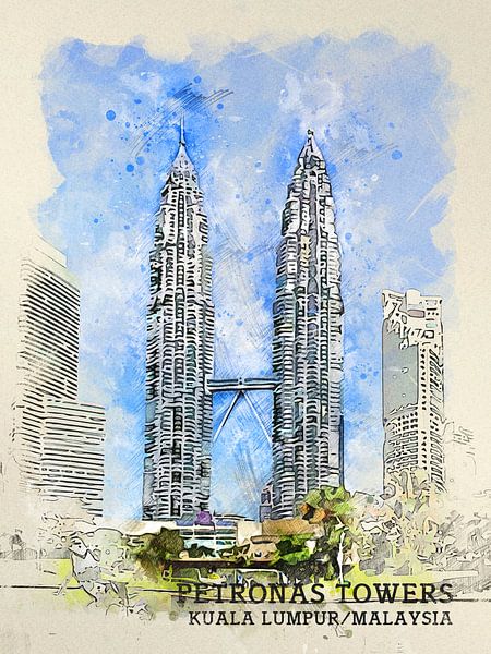 Petronas Towers van Printed Artings