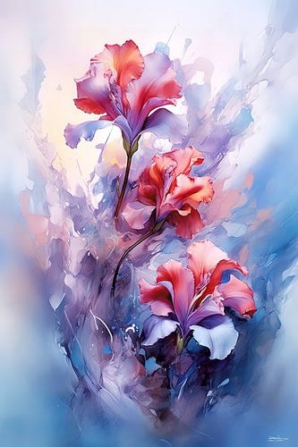 aqaurel abstrait d'une fleur/de fleurs.